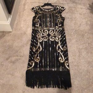 Black and Gold flapper dress